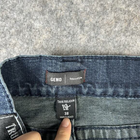 True Religion Jeans Men's 38 Geno Flap Big T Slim Fit Medium Wash Denim Stretch - Picture 9 of 12